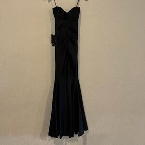 Bebe Strapless Pleat long formal dress
